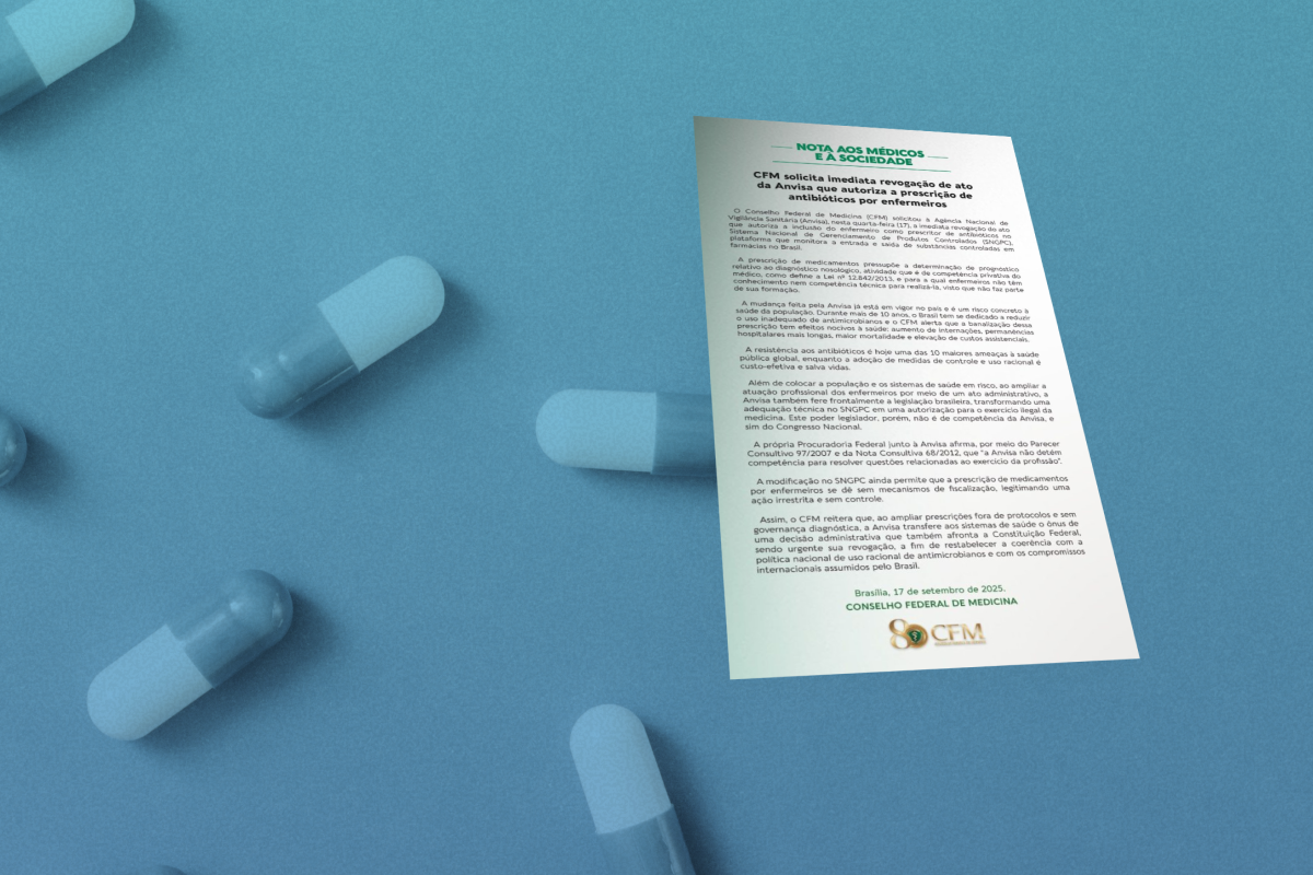CREMERJ apoia posicionamento do CFM contra autorização da Anvisa para prescrição de antibióticos por enfermeiros