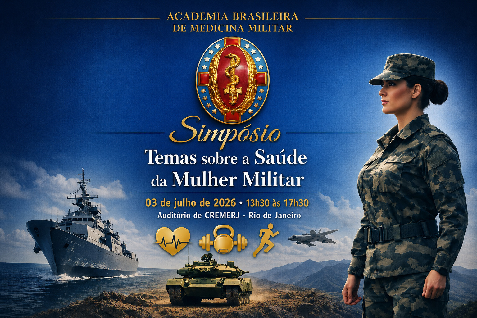 ABMM promove simpósio sobre saúde da mulher militar nesta sexta-feira, dia 3 de julho, na sede do CREMERJ